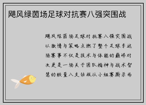 飓风绿茵场足球对抗赛八强突围战